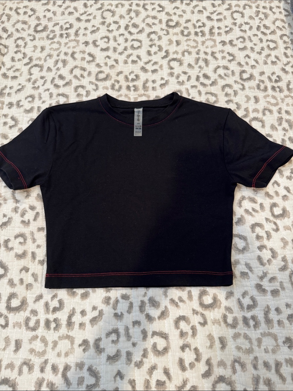 Heavy Manners Black Short Sleeve Tee with Red Topstitch